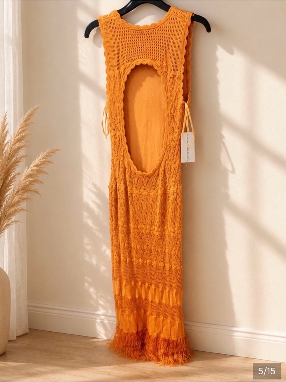 Torn by Ronny Kobo Open-Back Crochet Maxi Dress - Orange - Picture 4 of 8